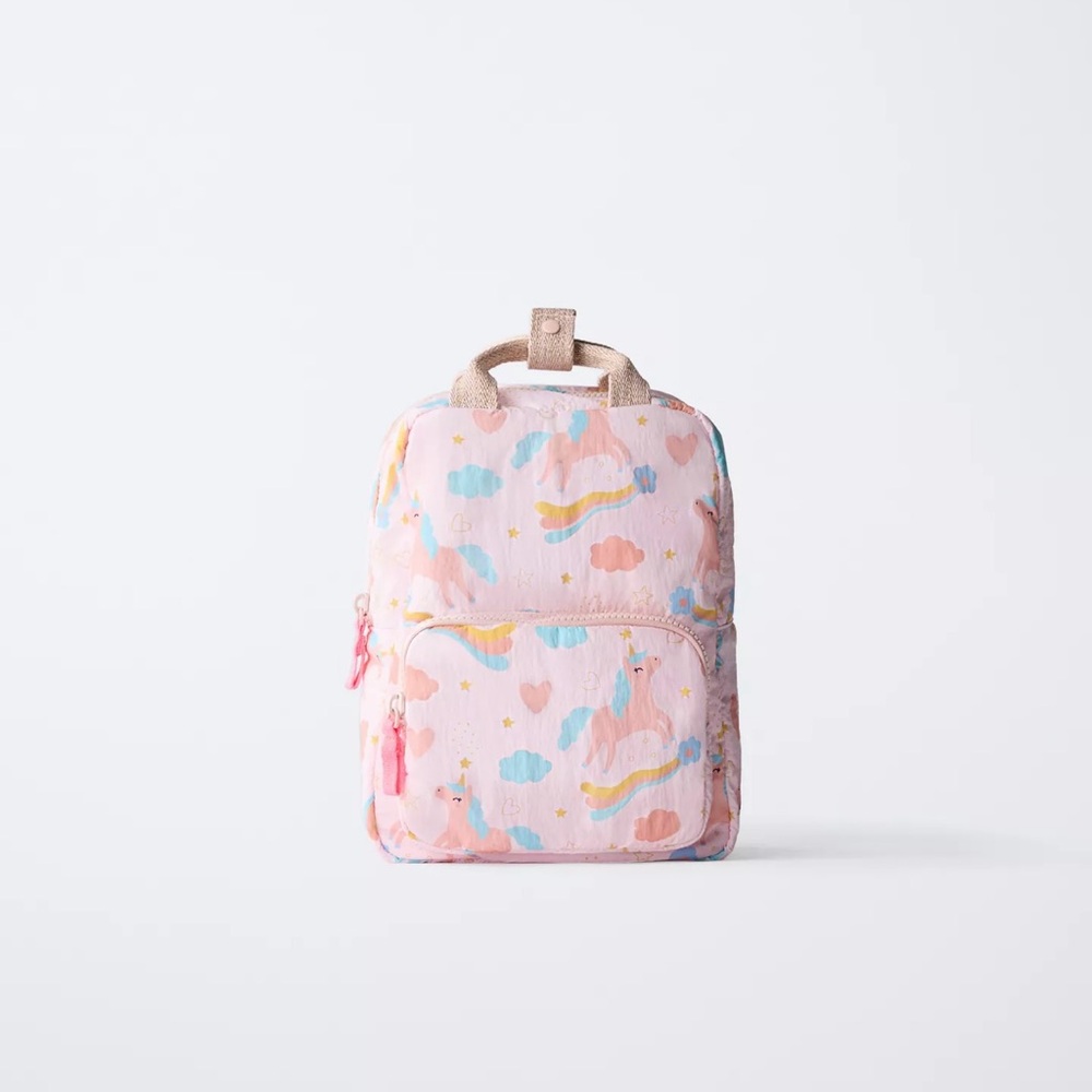 Zara Kids Unicorn Print Pink Backpack